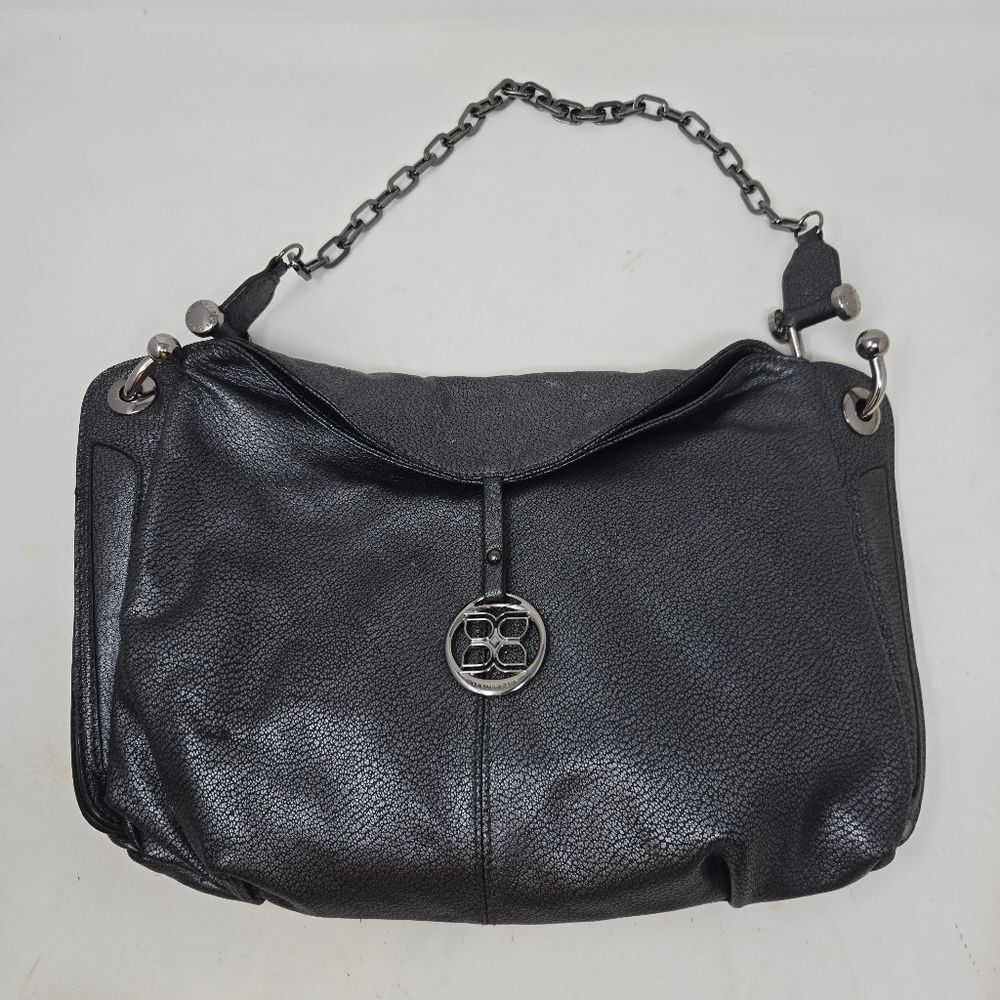 BCBG MaxAzria Medium Metallic Gray Fern Green Hobo Tote Shoulder Bag Purse